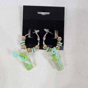 3D Kiwi Drink Handmade Earrings